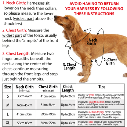 The Elite Paws Dog Harness Size Chart